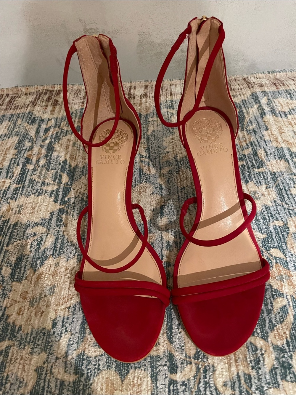 Vince Camuto Rust Red Suede Ankle-Strap Stiletto Sandals size 10